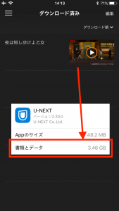 U-NEXT「夜は歩けよ短し乙女」をダウンロードした場合のデータ量